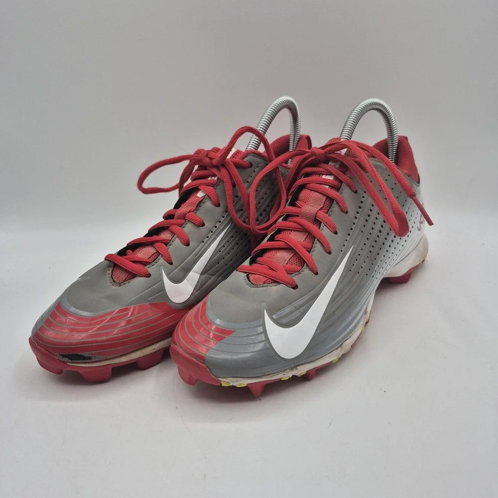 Nike‎ Vapor Shoes Mens Size 8 Red Gray White Football Cleats Fastflex 684699-016